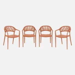 Stapelbare tuinstoelen met touw-effect (set van 4)