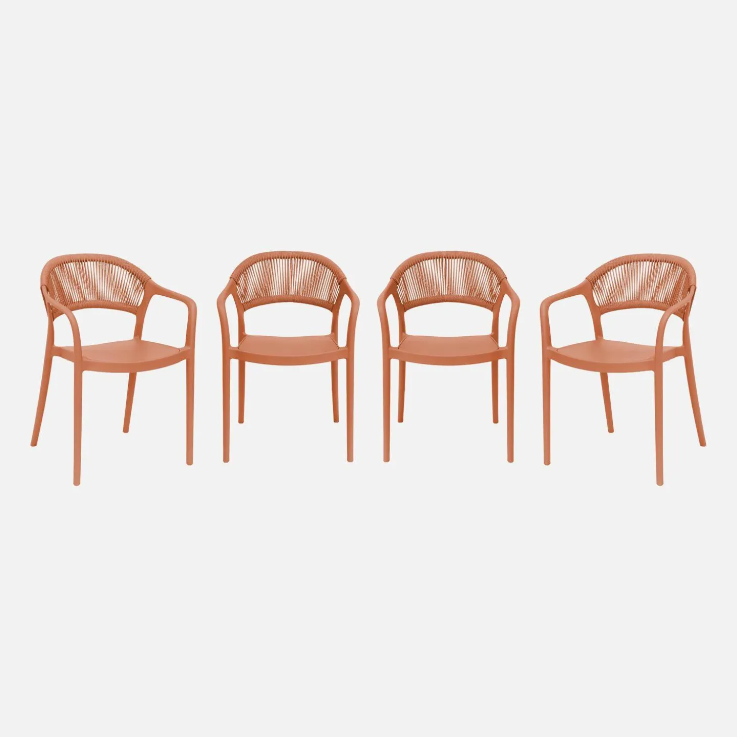Stapelbare tuinstoelen met touw-effect (set van 4)