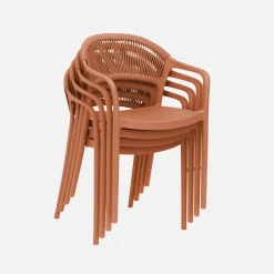 Stapelbare tuinstoelen met touw-effect (set van 4)