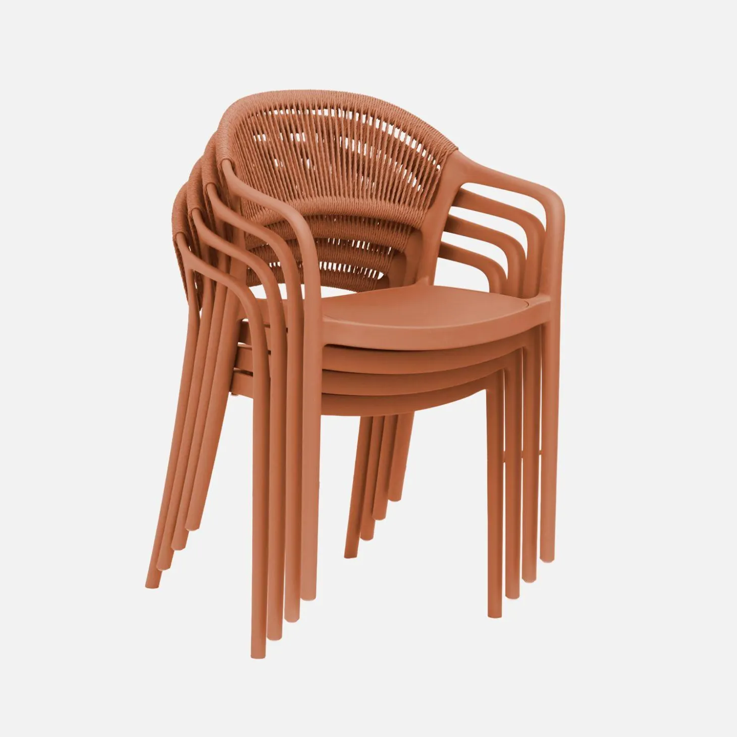 Stapelbare tuinstoelen met touw-effect (set van 4)
