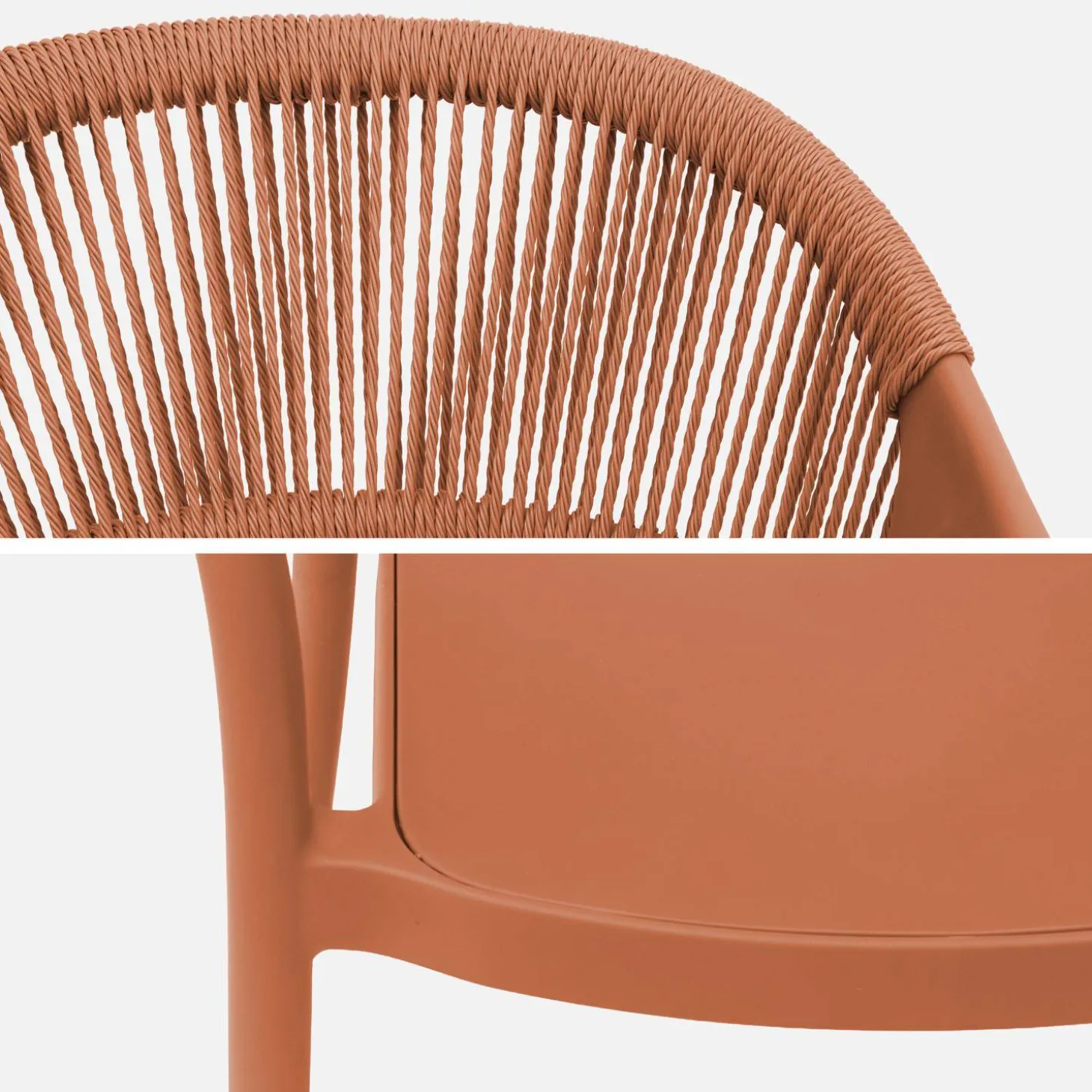 Stapelbare tuinstoelen met touw-effect (set van 4)