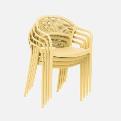 Stapelbare tuinstoelen met touw-effect (set van 4)