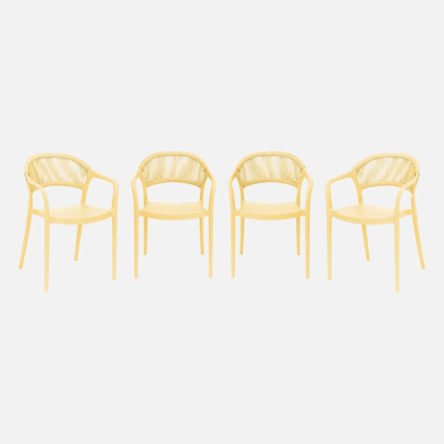 Stapelbare tuinstoelen met touw-effect (set van 4)