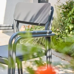 Stapelbare tuinstoelen van aluminium en textileen (Set van 4)