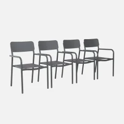Stapelbare tuinstoelen van aluminium en textileen (Set van 4)