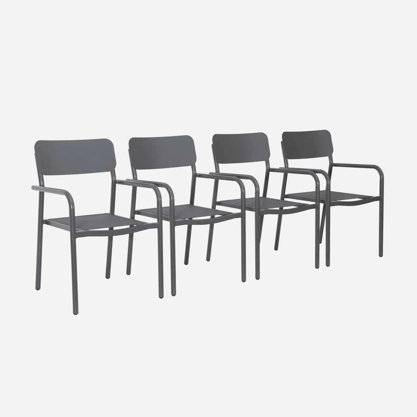 Stapelbare tuinstoelen van aluminium en textileen (Set van 4)