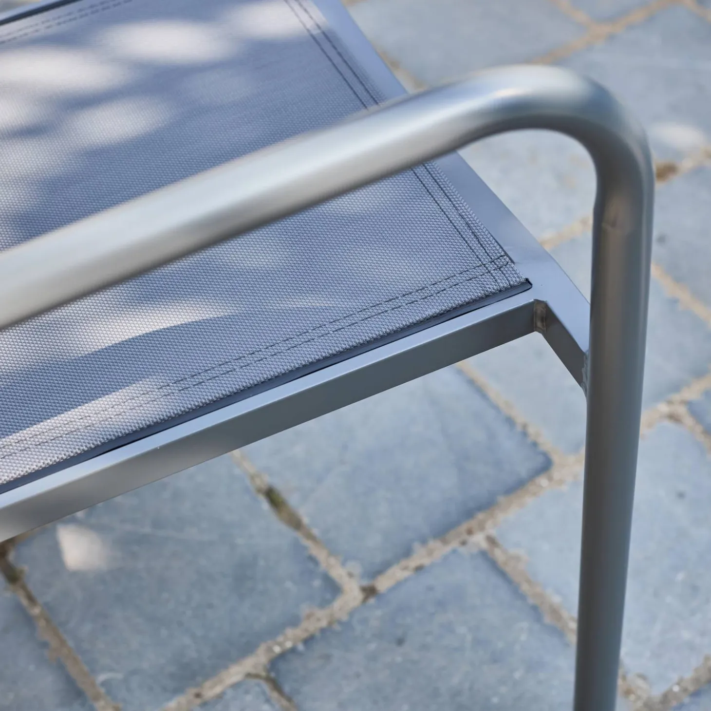 Stapelbare tuinstoelen van aluminium en textileen (Set van 4)