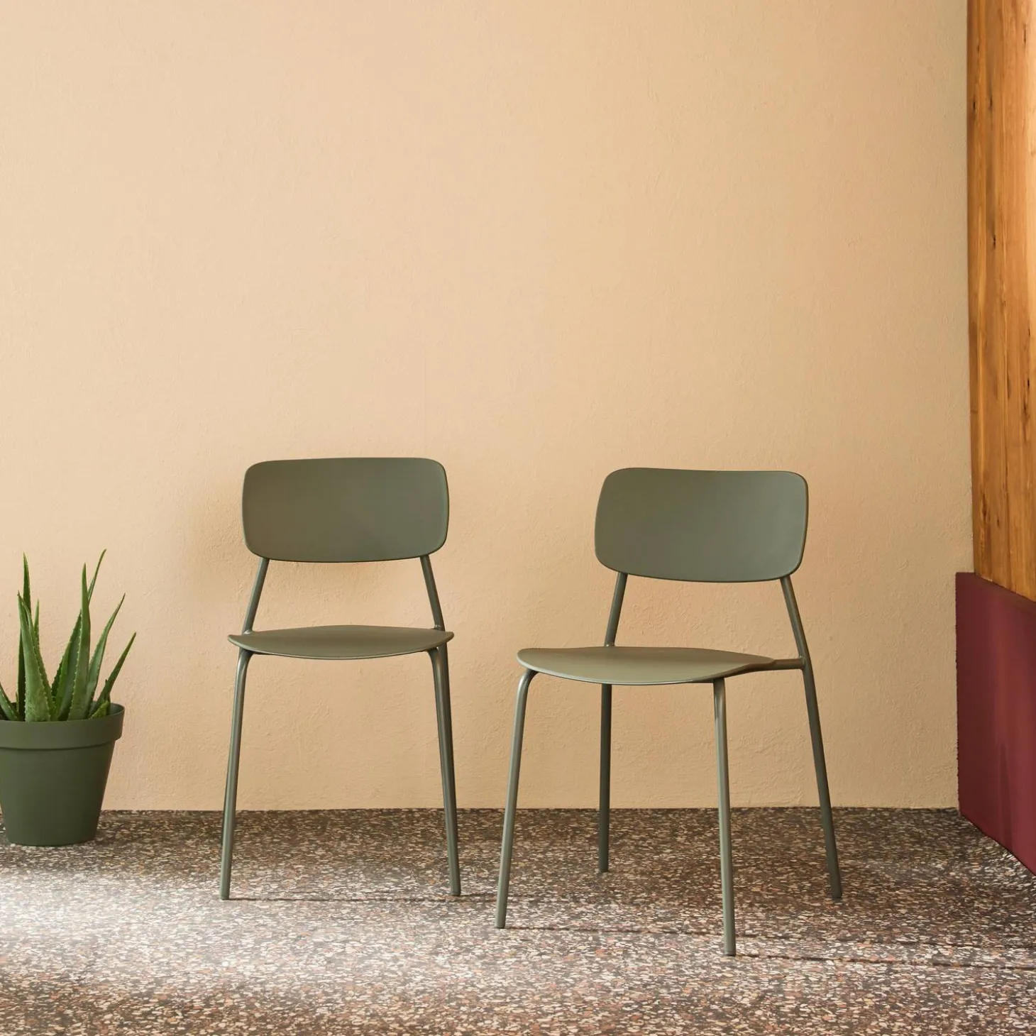 Stapelbare tuinstoelen van staal en kunststof (set van 2)
