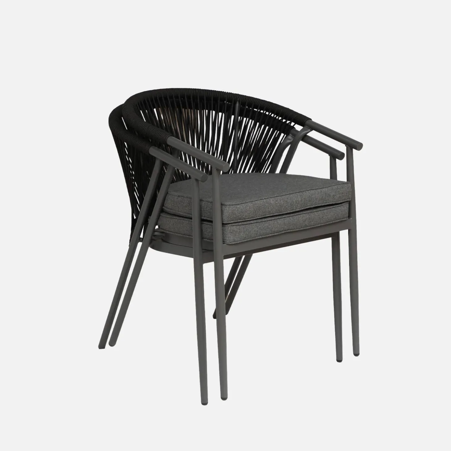 Stapelbare tuinstoelen van staal en touwen (set van 2)