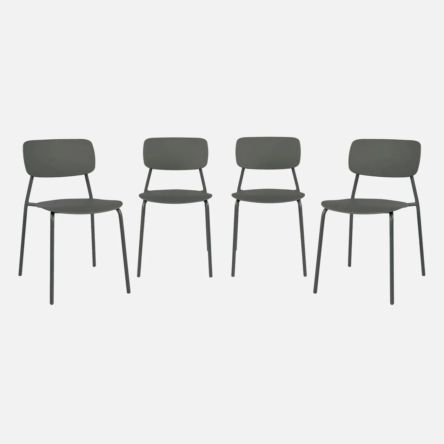 Stapelbare tuinstoelen van staal en kunststof (set van 4)
