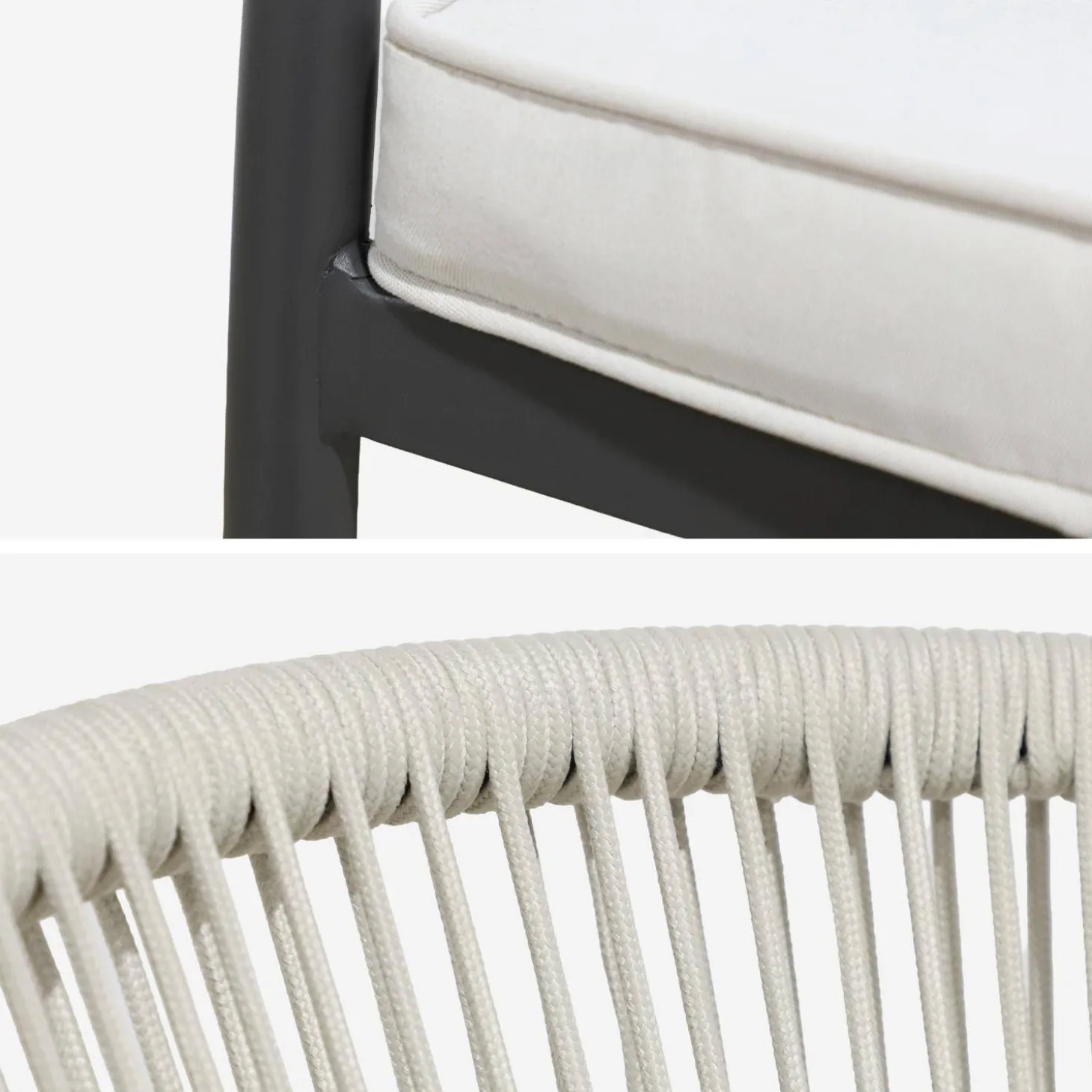 Stapelbare tuinstoelen van staal en touwen (set van 4)