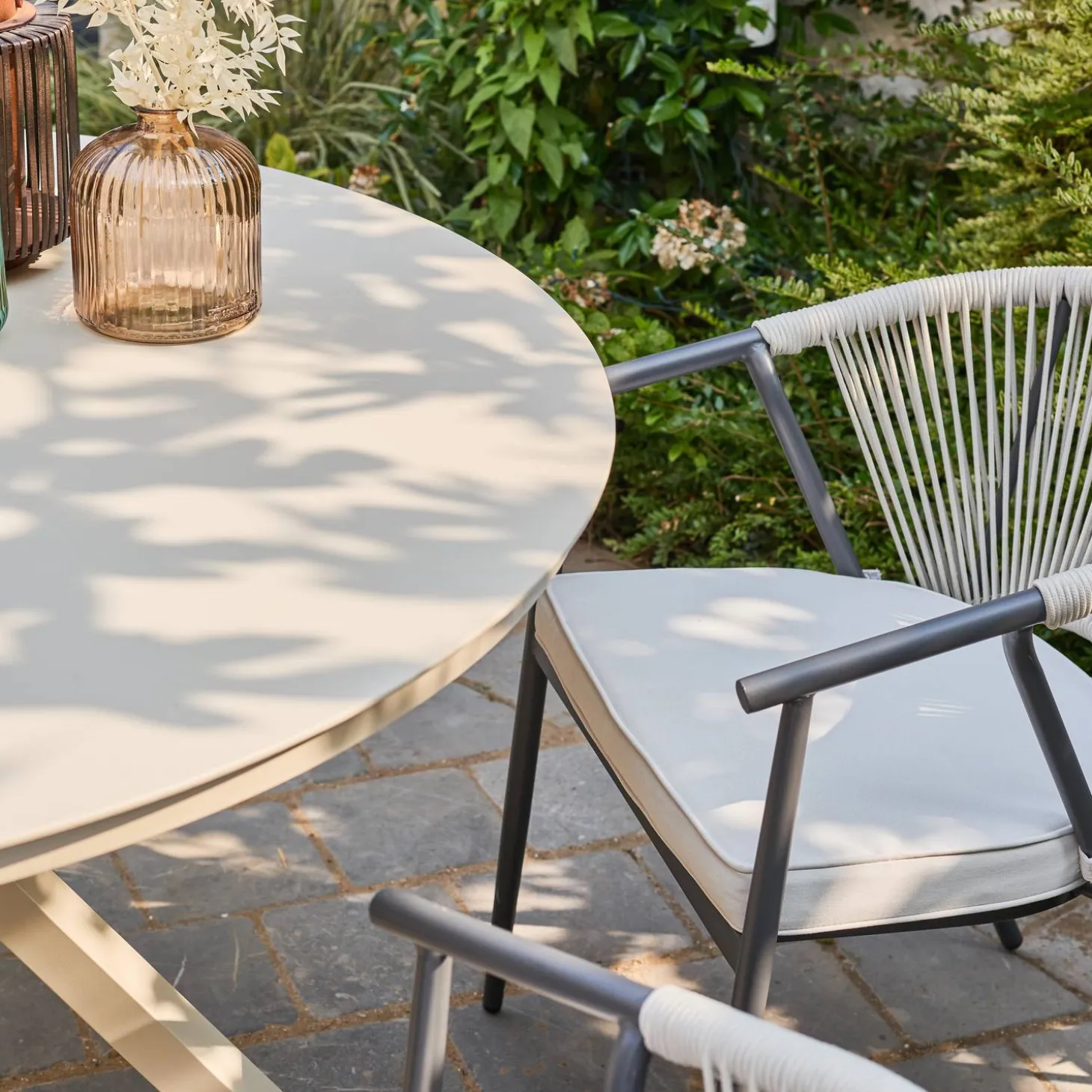 Stapelbare tuinstoelen van staal en touwen (set van 4)
