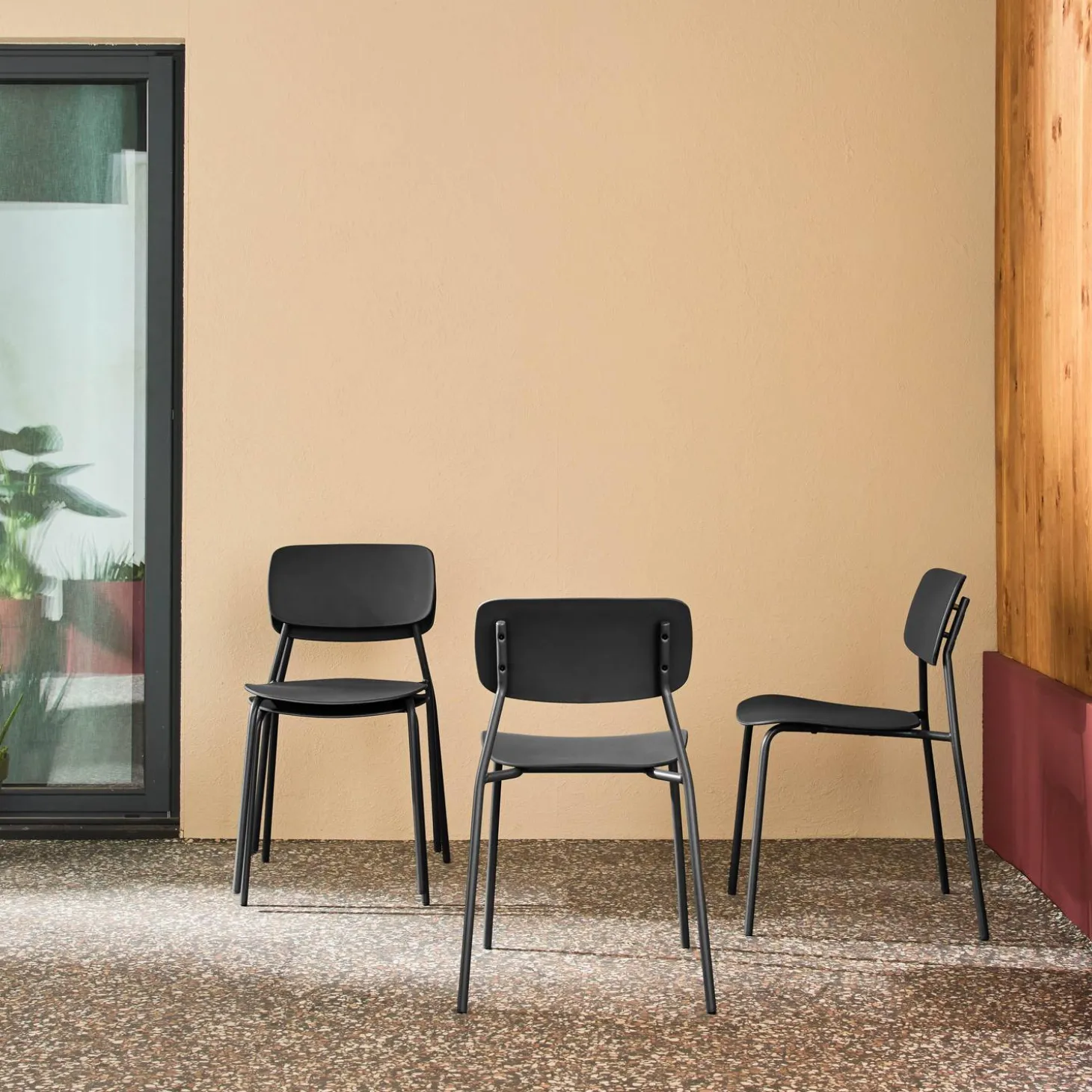 Stapelbare tuinstoelen van staal en kunststof (set van 4)