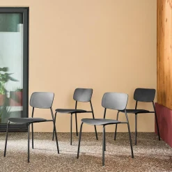 Stapelbare tuinstoelen van staal en kunststof (set van 4)