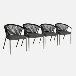 Stapelbare tuinstoelen van staal en touwen (set van 4)