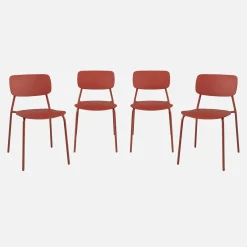 Stapelbare tuinstoelen van staal en kunststof (set van 4)