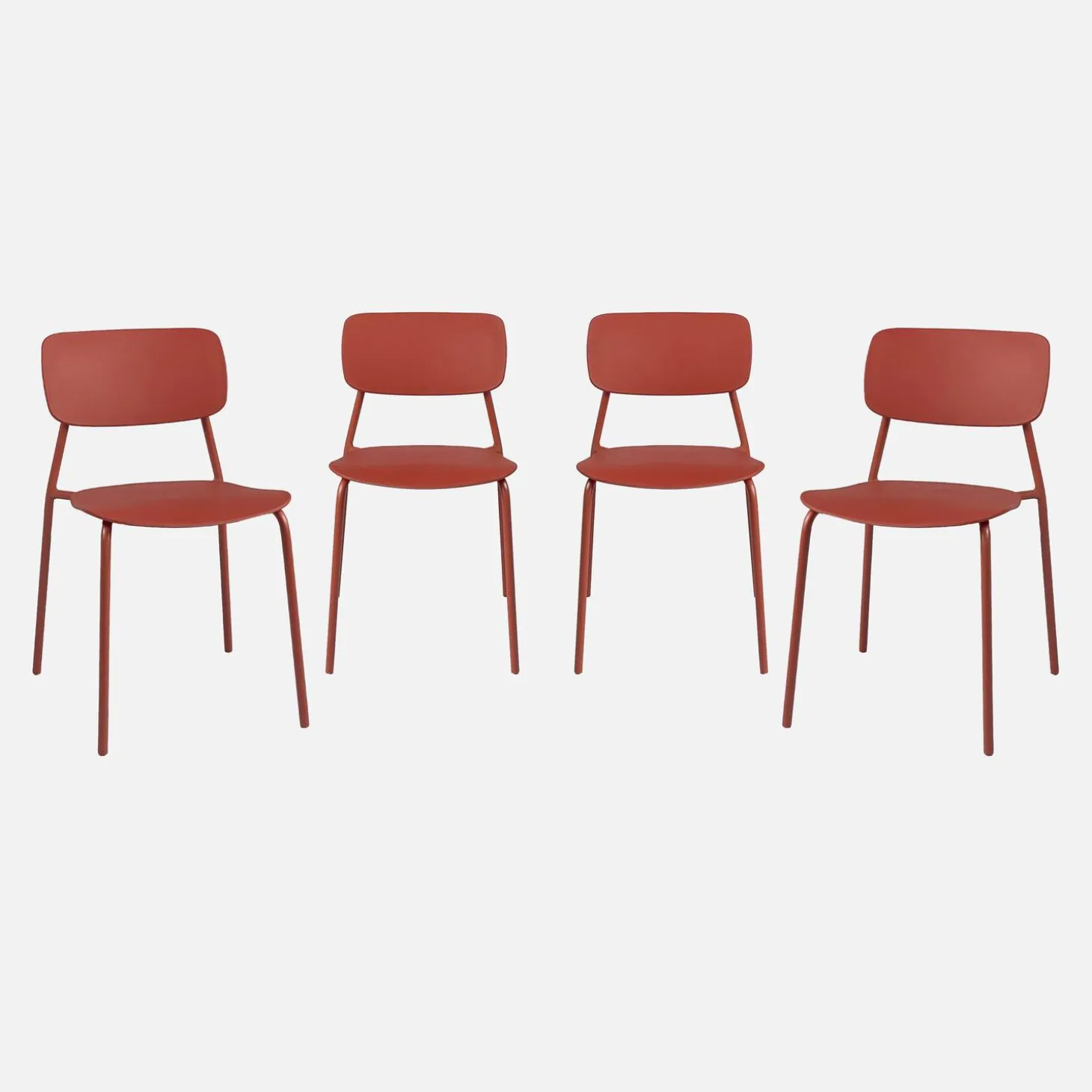Stapelbare tuinstoelen van staal en kunststof (set van 4)