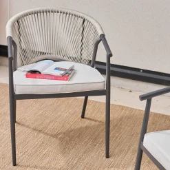 Stapelbare tuinstoelen van staal en touwen (set van 2)