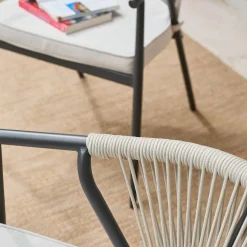Stapelbare tuinstoelen van staal en touwen (set van 2)