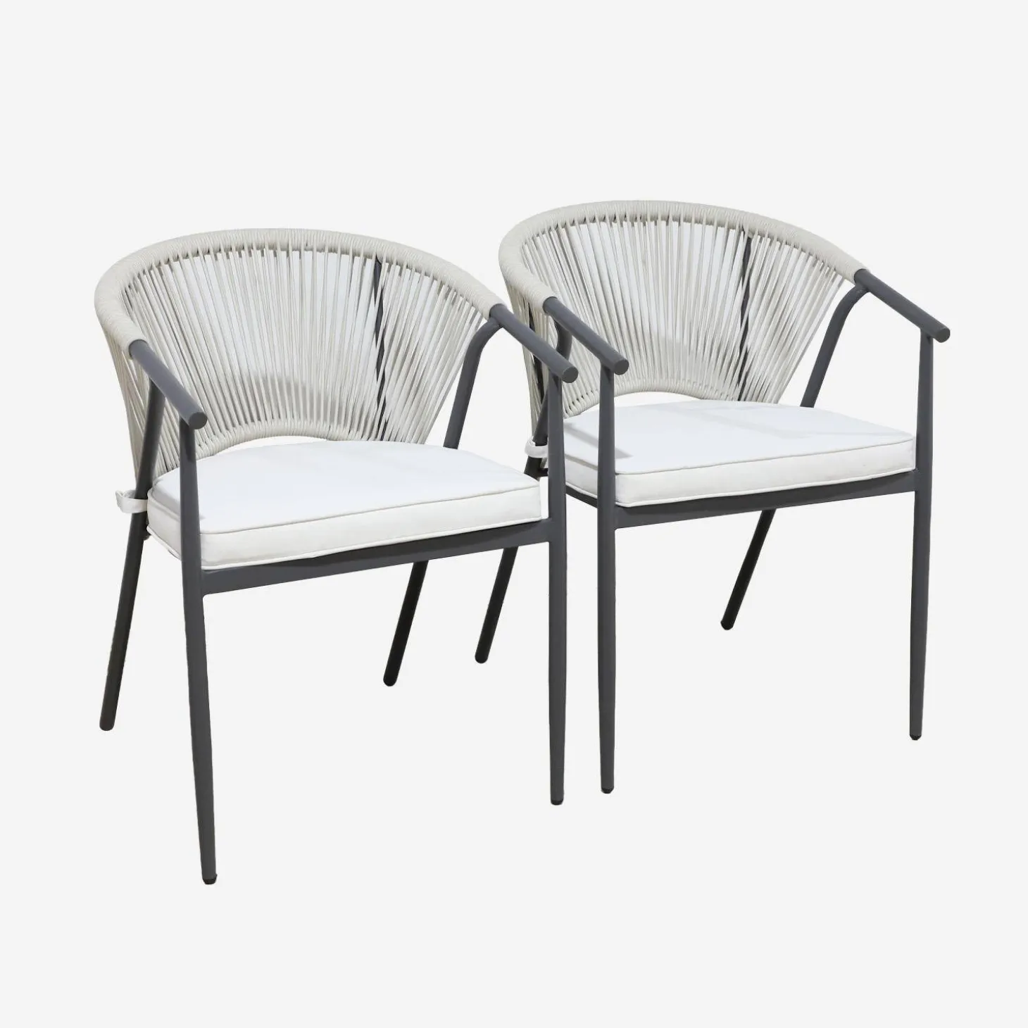 Stapelbare tuinstoelen van staal en touwen (set van 2)