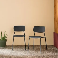 Stapelbare tuinstoelen van staal en kunststof (set van 2)