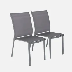 Stapelbare tuinstoel van aluminium en textileen (Set van 2)