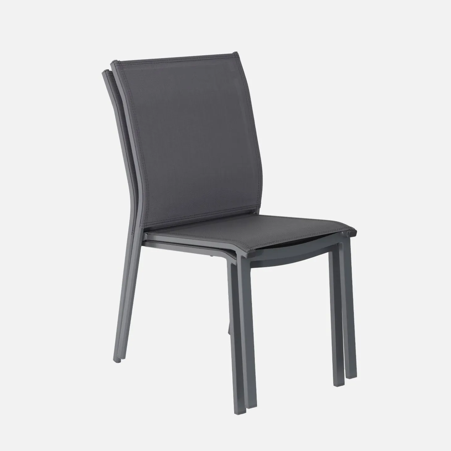 Stapelbare tuinstoel van aluminium en textileen (Set van 2)
