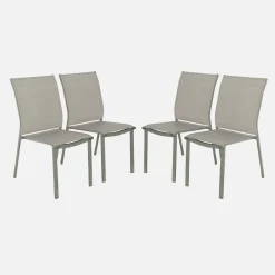 Stapelbare tuinstoel van aluminium en textileen (Set van 4)