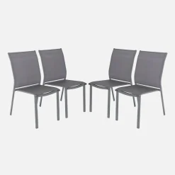 Stapelbare tuinstoel van aluminium en textileen (Set van 4)