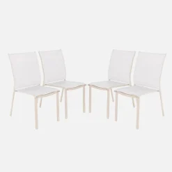 Stapelbare tuinstoel van aluminium en textileen (Set van 4)