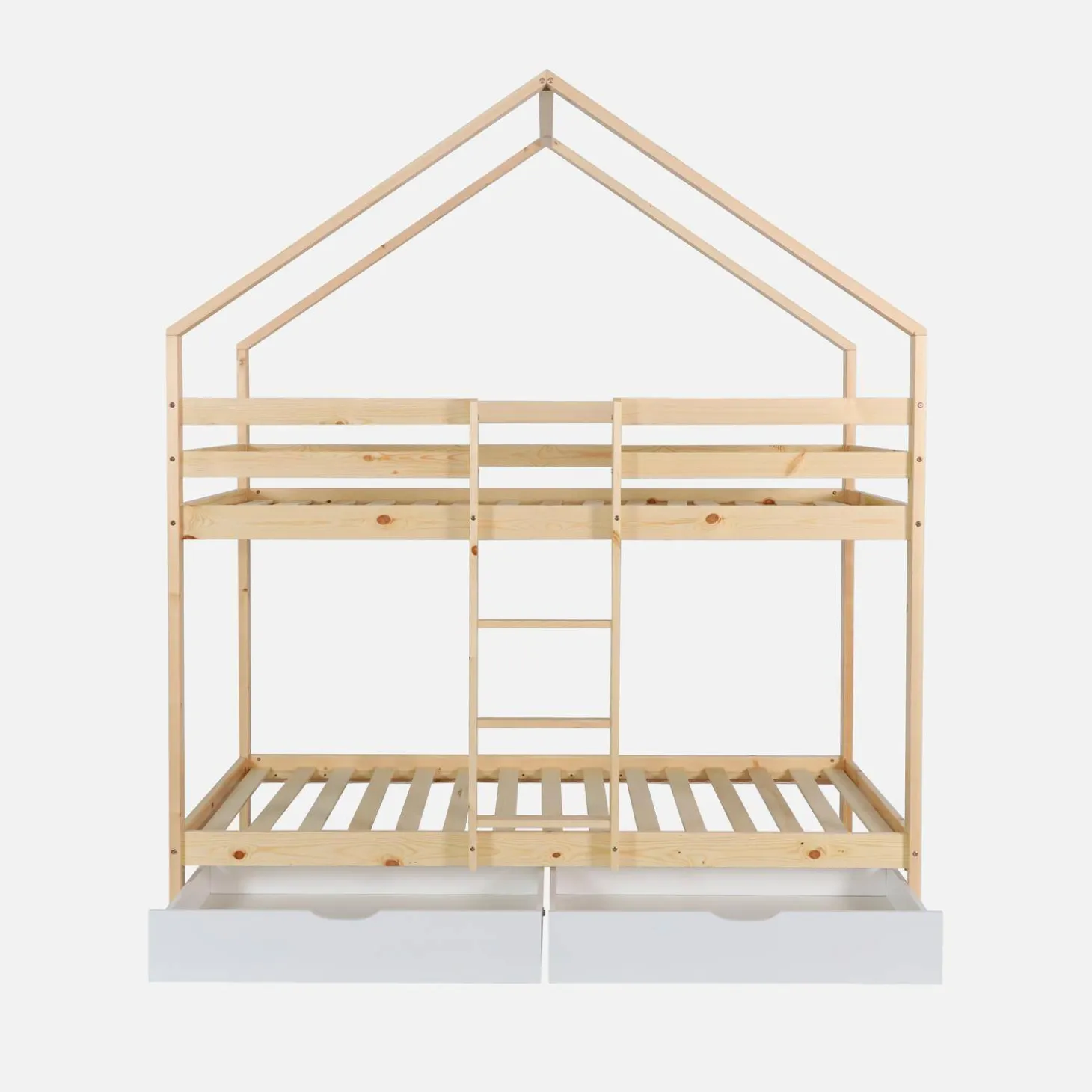 Stapelbed voor kinderen hutmodel 90x190 cm met 2 laden
