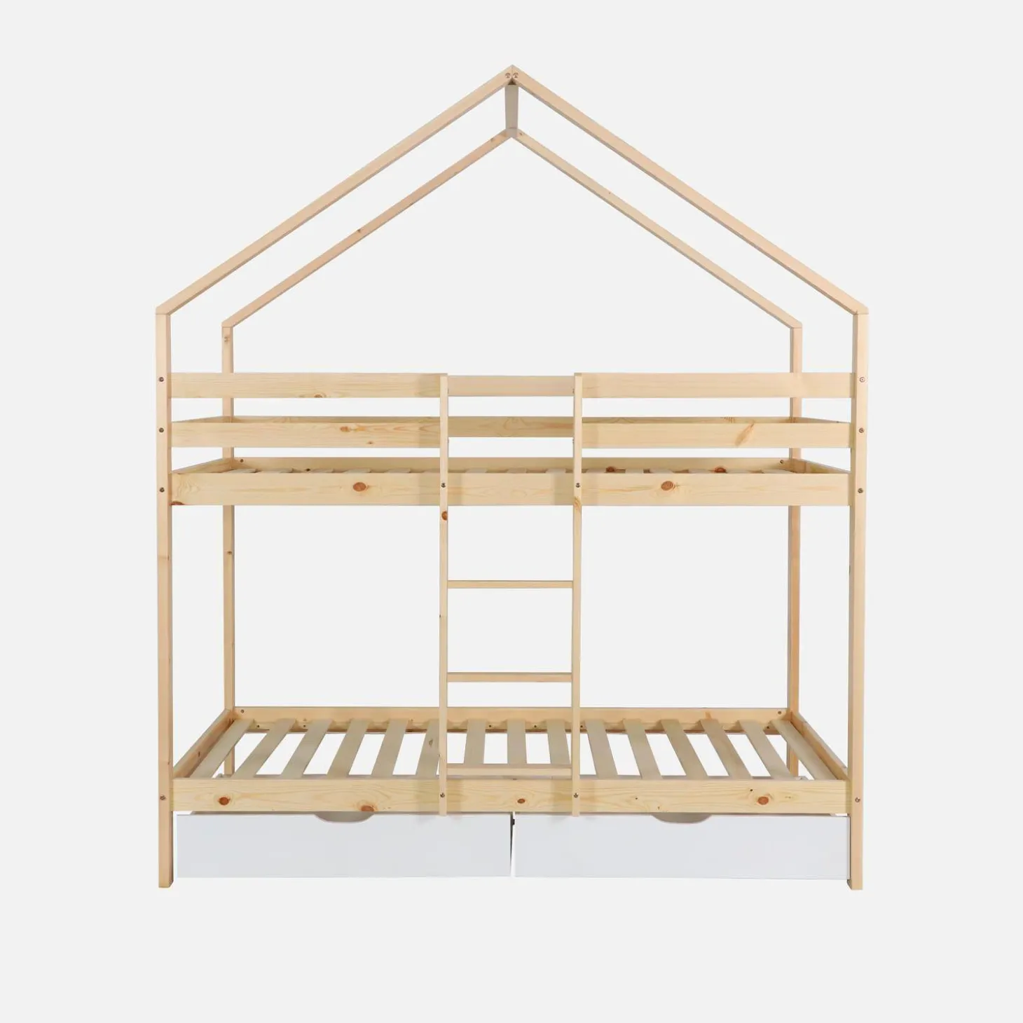Stapelbed voor kinderen hutmodel 90x190 cm met 2 laden
