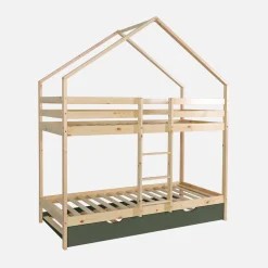 Stapelbed voor kinderen hutmodel 90x190 cm met logeerlade