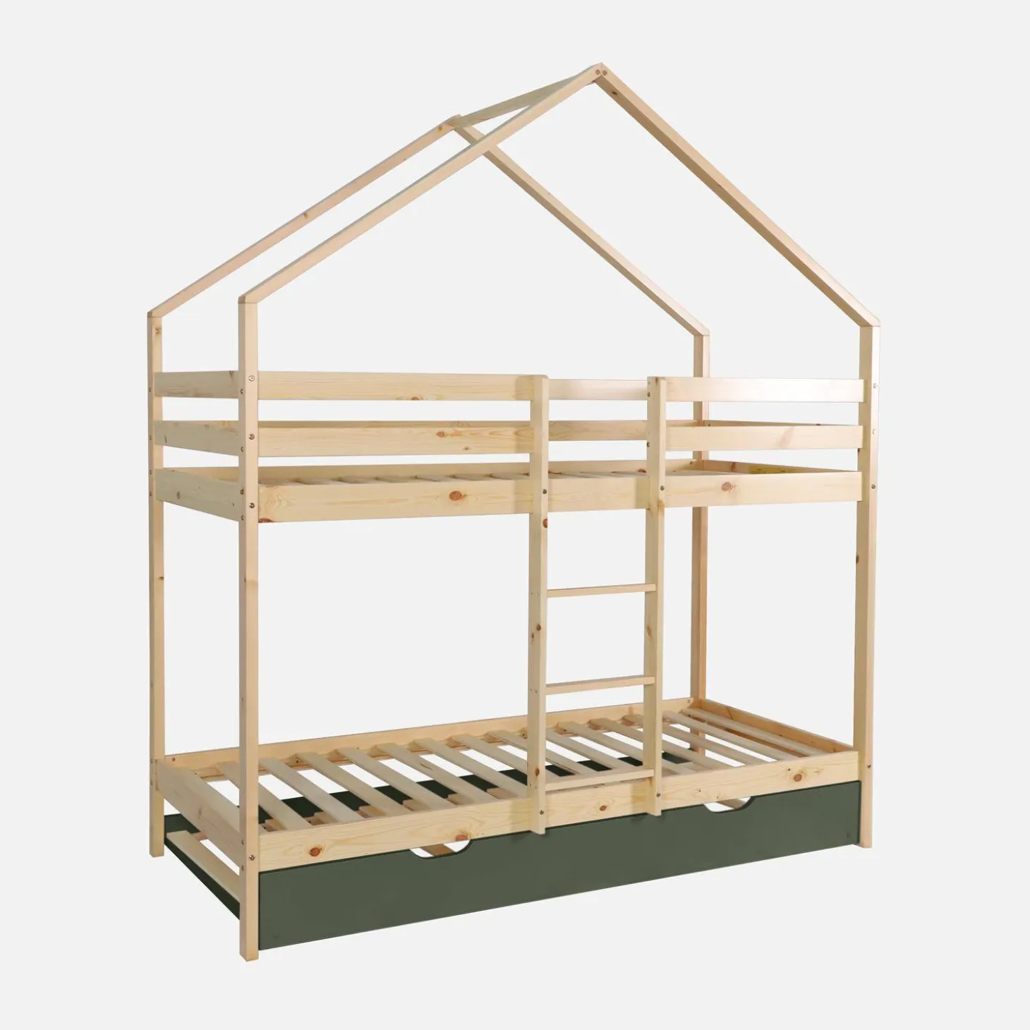 Stapelbed voor kinderen hutmodel 90x190 cm met logeerlade
