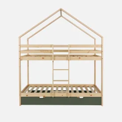 Stapelbed voor kinderen hutmodel 90x190 cm met logeerlade