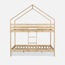 Stapelbed voor kinderen hutmodel 90x190 cm met logeerlade