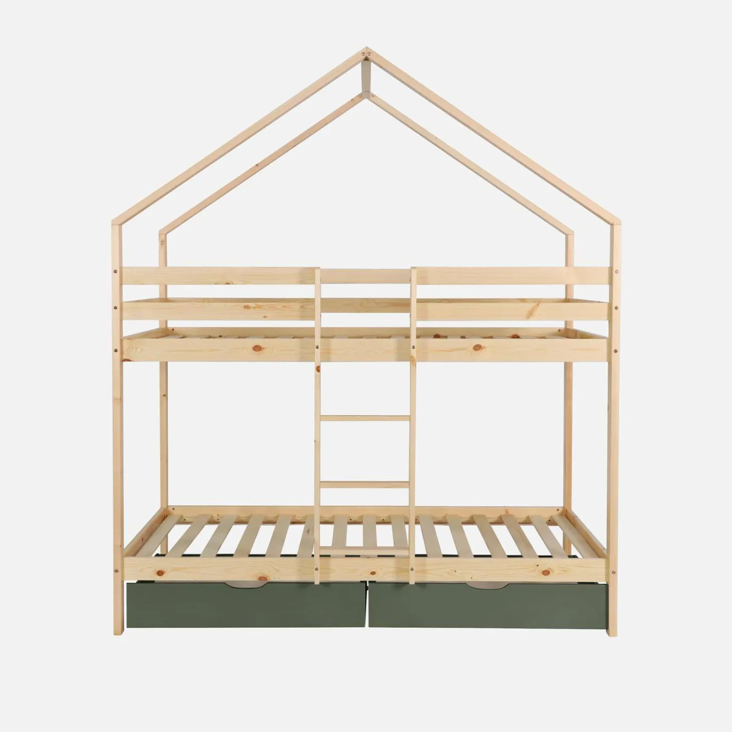 Stapelbed voor kinderen hutmodel 90x190 cm met 2 laden