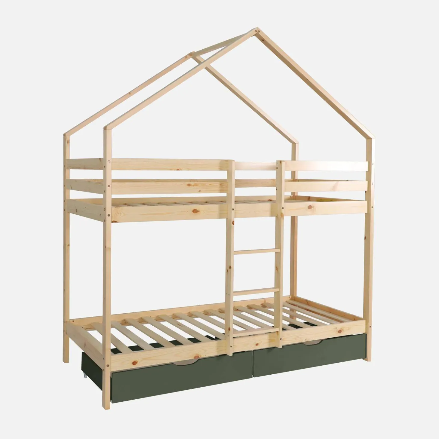 Stapelbed voor kinderen hutmodel 90x190 cm met 2 laden