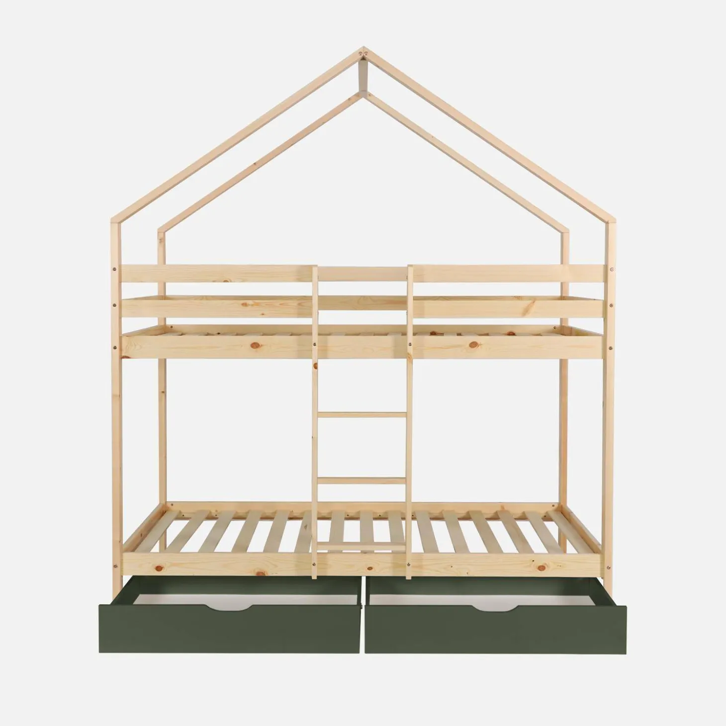 Stapelbed voor kinderen hutmodel 90x190 cm met 2 laden