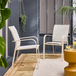 Stapelen tuinstoelen van aluminium en textileen (Set van 2)