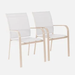 Stapelen tuinstoelen van aluminium en textileen (Set van 2)