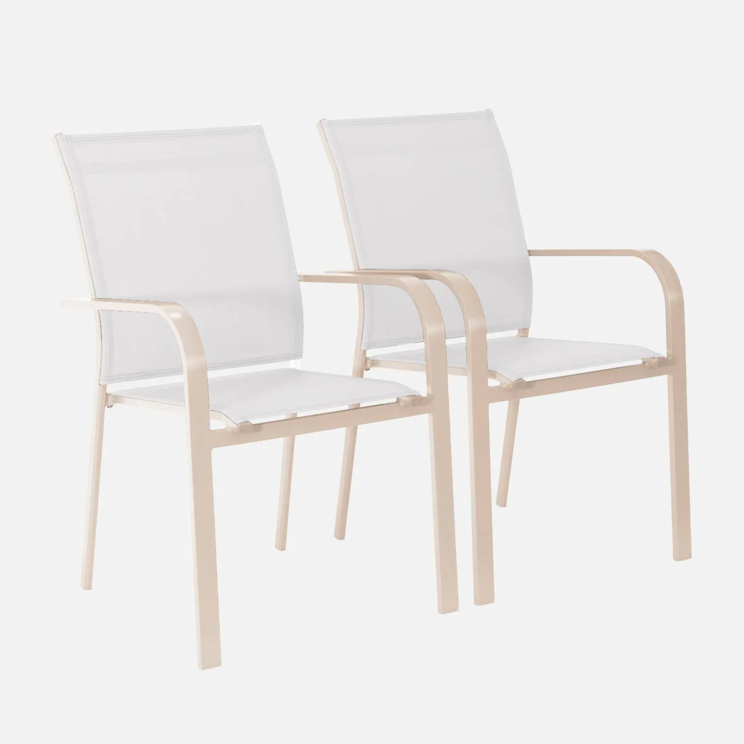 Stapelen tuinstoelen van aluminium en textileen (Set van 2)