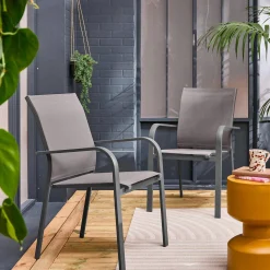 Stapelen tuinstoelen van aluminium en textileen (Set van 2)