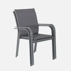Stapelen tuinstoelen van aluminium en textileen (Set van 2)