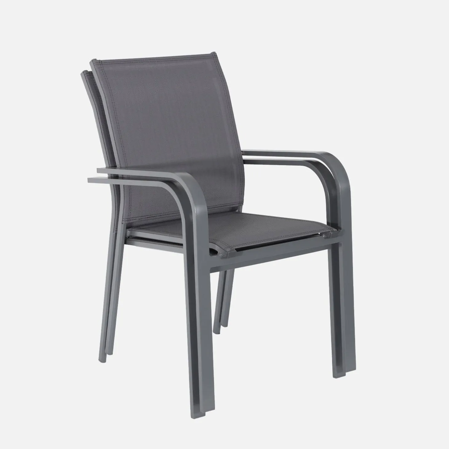 Stapelen tuinstoelen van aluminium en textileen (Set van 2)