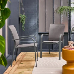 Stapelen tuinstoelen van aluminium en textileen (Set van 2)