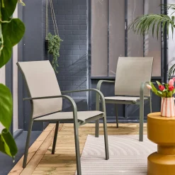Stapelen tuinstoelen van aluminium en textileen (Set van 2)