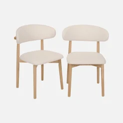 Stoelen rubberhout en bouclé bekleding (set van 2)