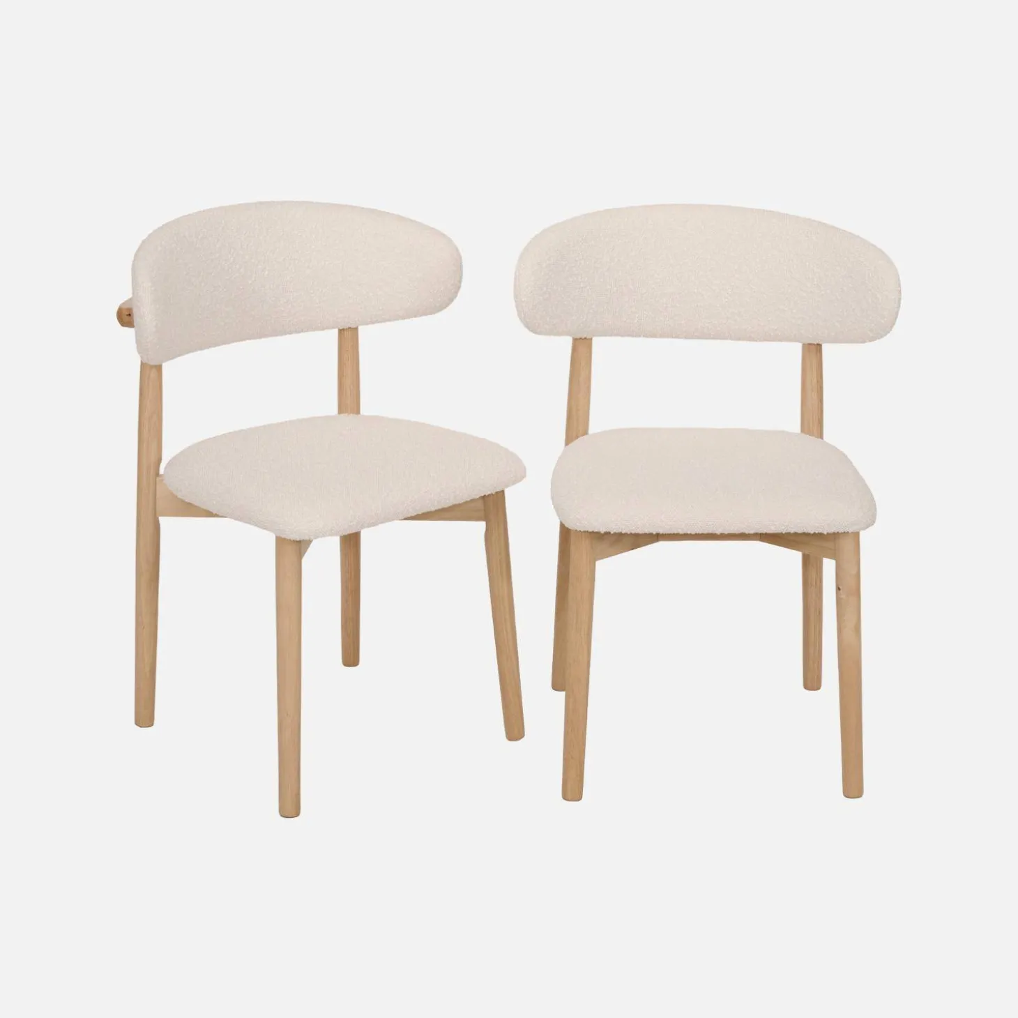 Stoelen rubberhout en bouclé bekleding (set van 2)