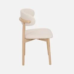 Stoelen rubberhout en bouclé bekleding (set van 2)